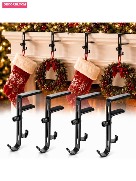 Other - 4 Pack Christmas Stocking Holders Mantle Hooks Adjustable Metal Garland Hanger